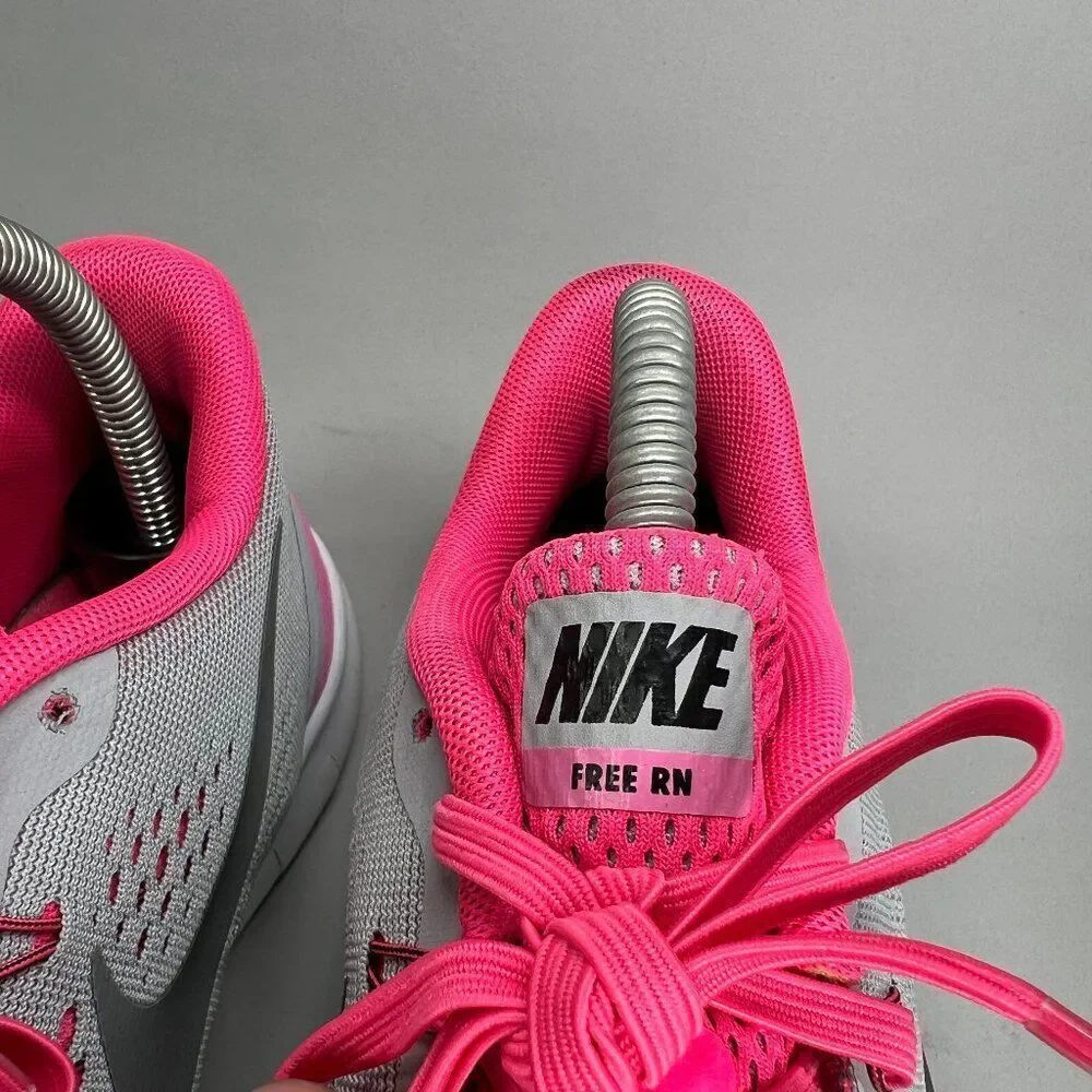 Nike Free RN Running Shoes Girls 7 Grey Pink Athletic Run Training Sneakers‎